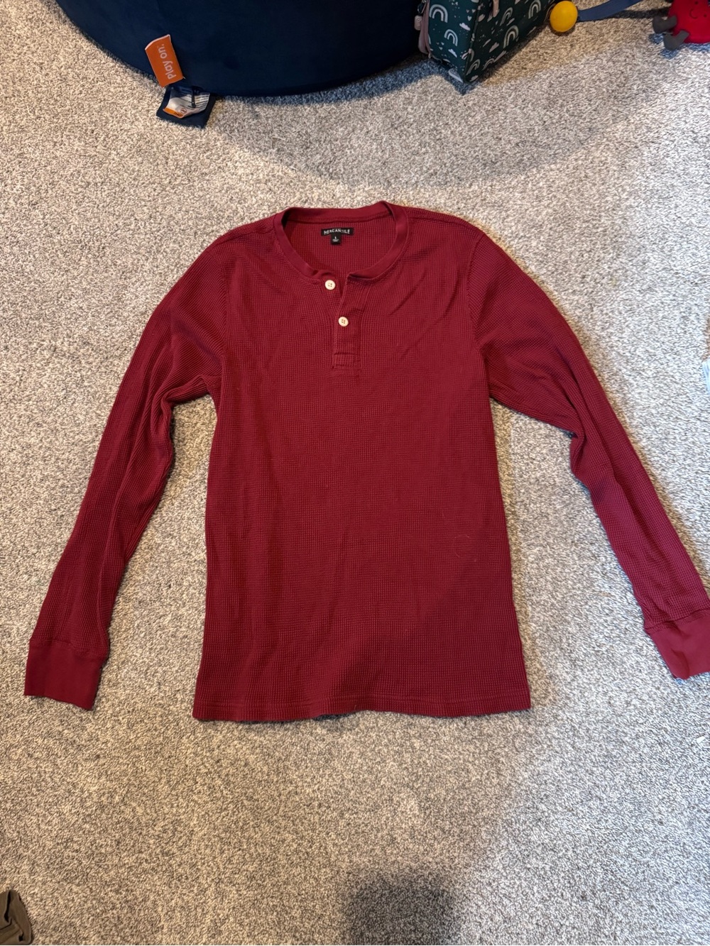 J. Crew Factory Men's Long-Sleeve Henley in Burgundy